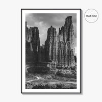 Moab Black and White Fine Art Photo Print, Fisher Towers Utah Colorado River Poster