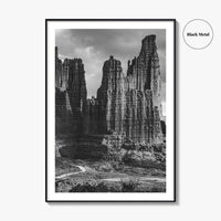 Moab Black and White Fine Art Photo Print, Fisher Towers Utah Colorado River Poster