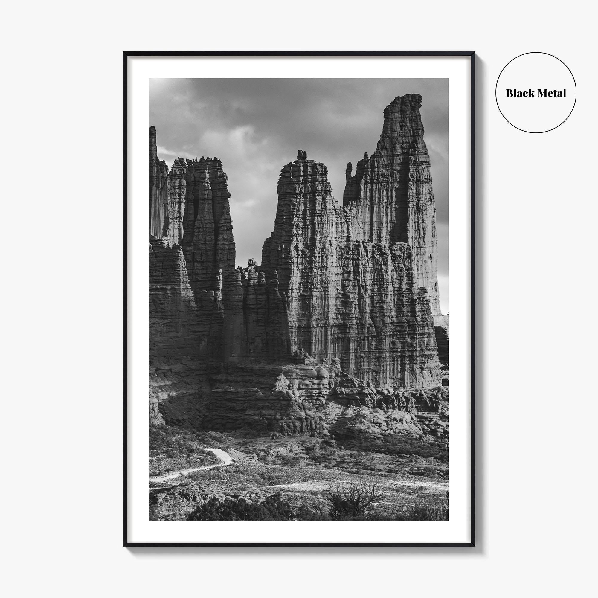 Moab Black and White Fine Art Photo Print, Fisher Towers Utah Colorado River Poster