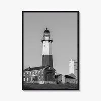 Montauk Point Lighthouse Black and White Fine Art Photo Print, Long Island NY Poster