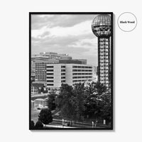 Knoxville Skyline Black and White Fine Art Photo Print, Downtown Tennessee Poster