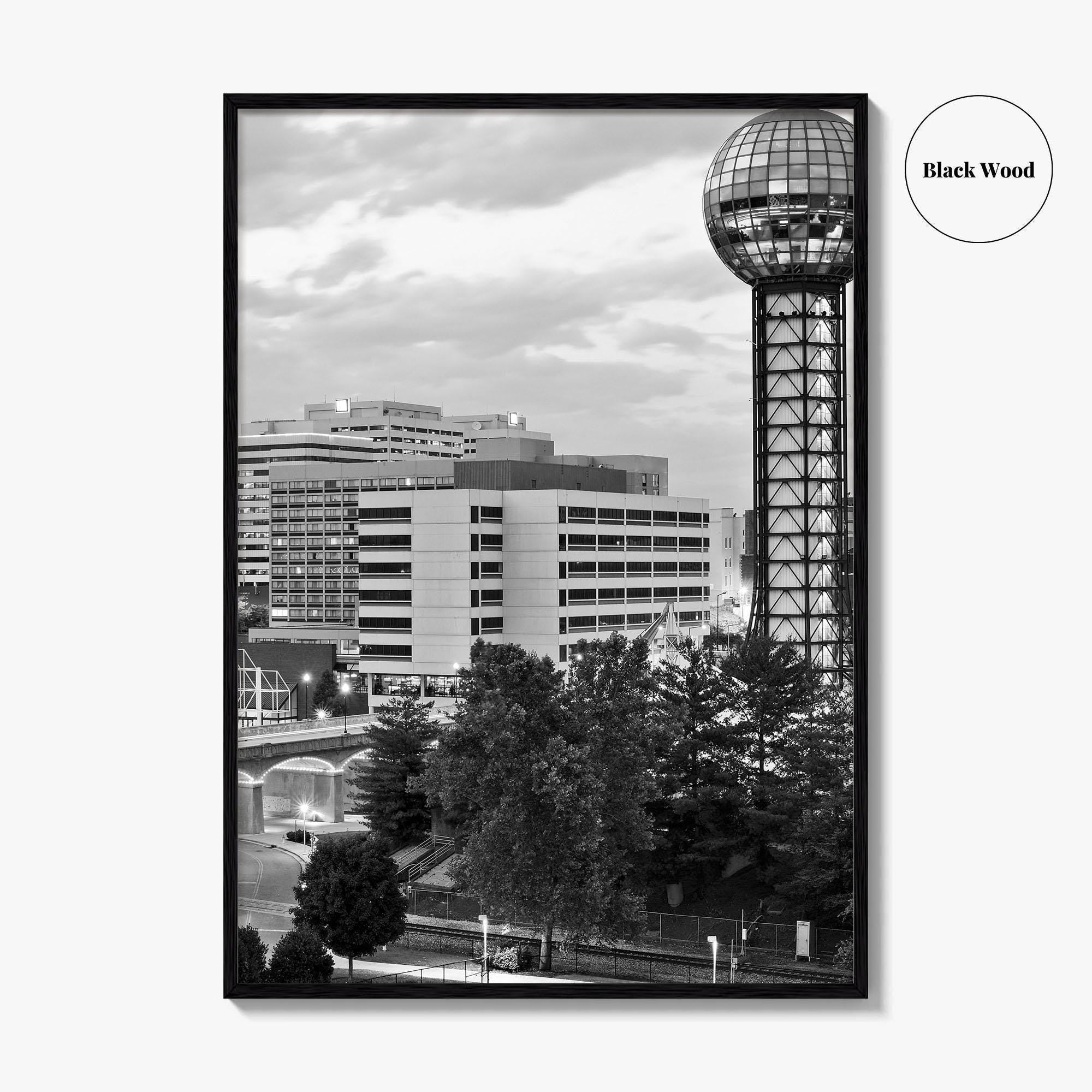Knoxville Skyline Black and White Fine Art Photo Print, Downtown Tennessee Poster