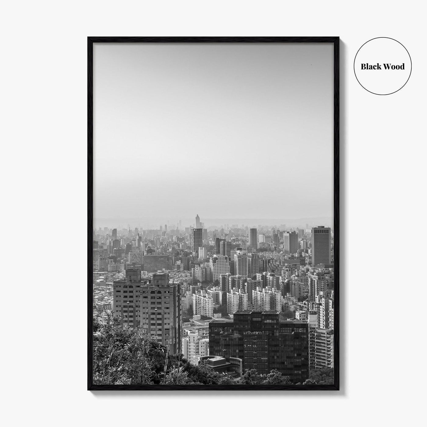 Taipei City Skyline Black and White Fine Art Photo Print, 101, Taiwan Wall Poster