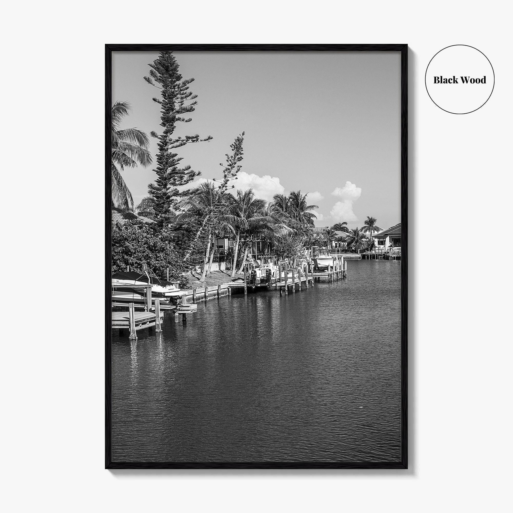 Marco Island Black and White Fine Art Photo Print, Naples Florida, USA Poster