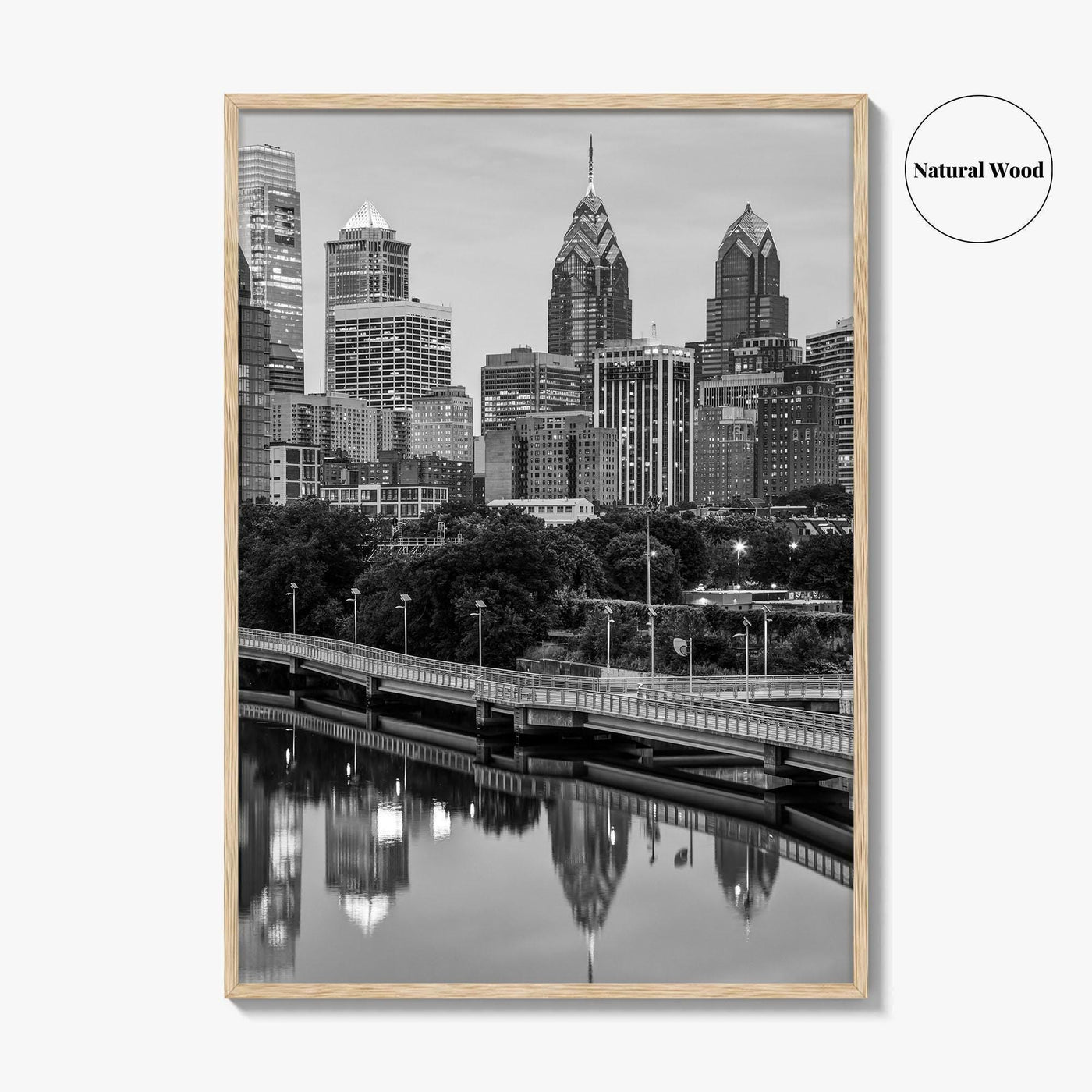 Philadelphia Skyline Black and White Fine Art Photo Print, Schuylkill River, Pennsylvania, Philly, Poster