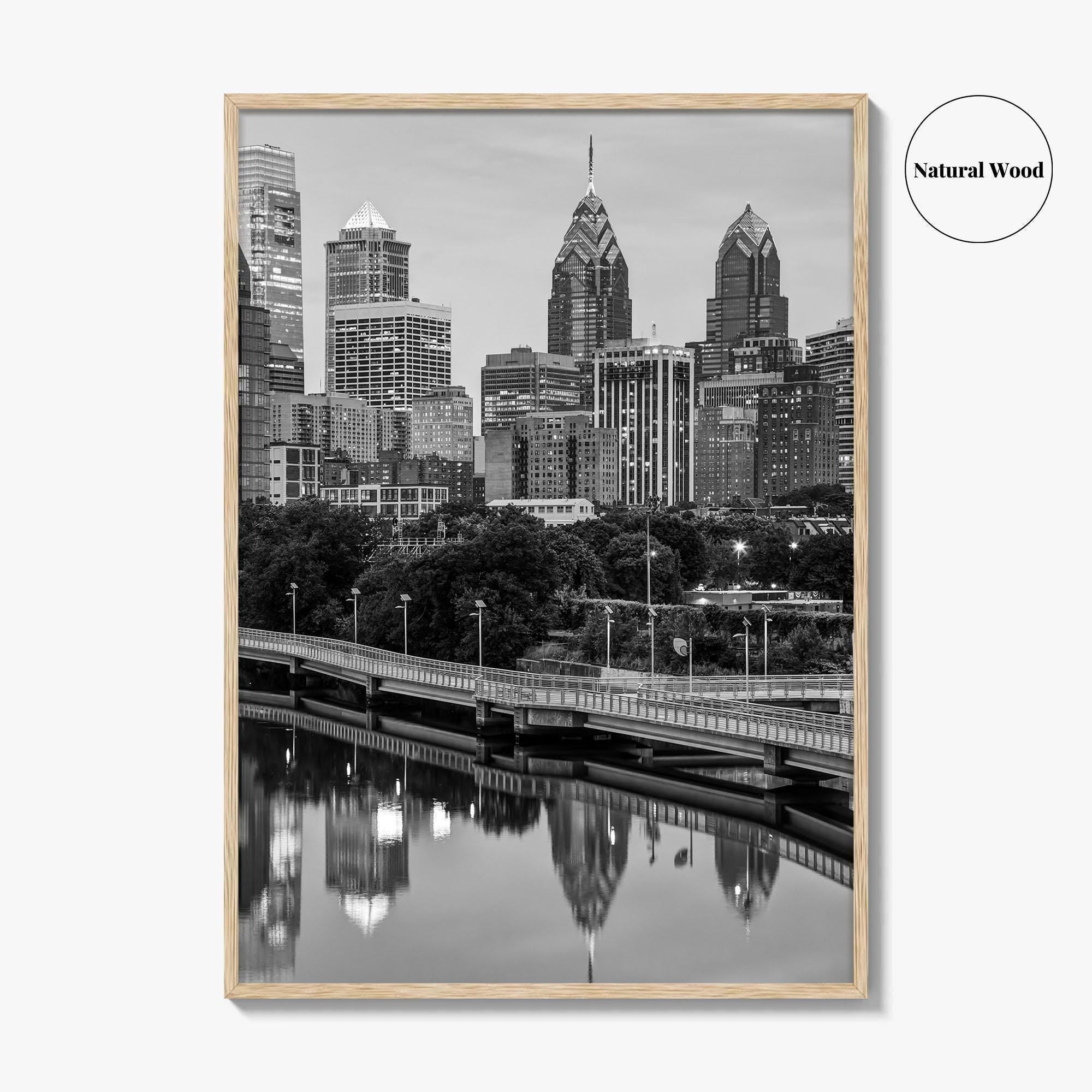 Philadelphia Skyline Black and White Fine Art Photo Print, Schuylkill River, Pennsylvania, Philly, Poster