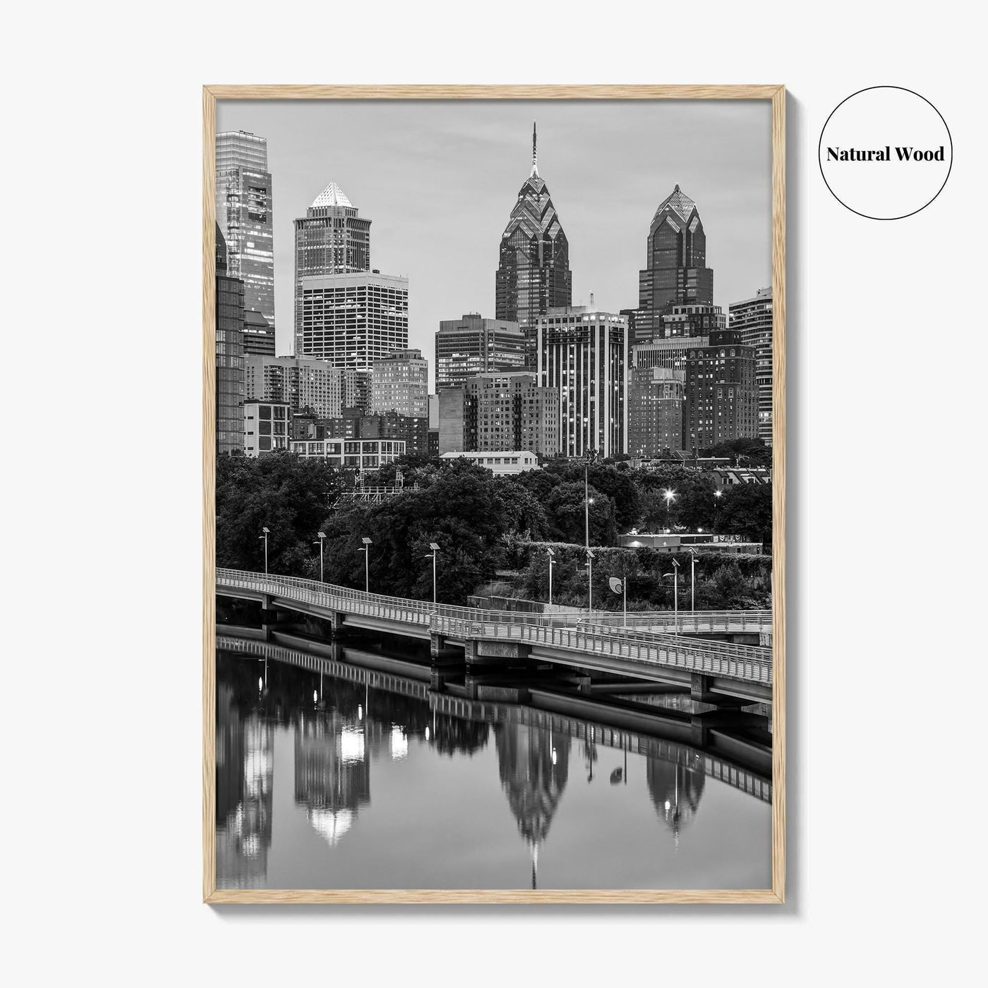 Philadelphia Skyline Black and White Fine Art Photo Print, Schuylkill River, Pennsylvania, Philly, Poster