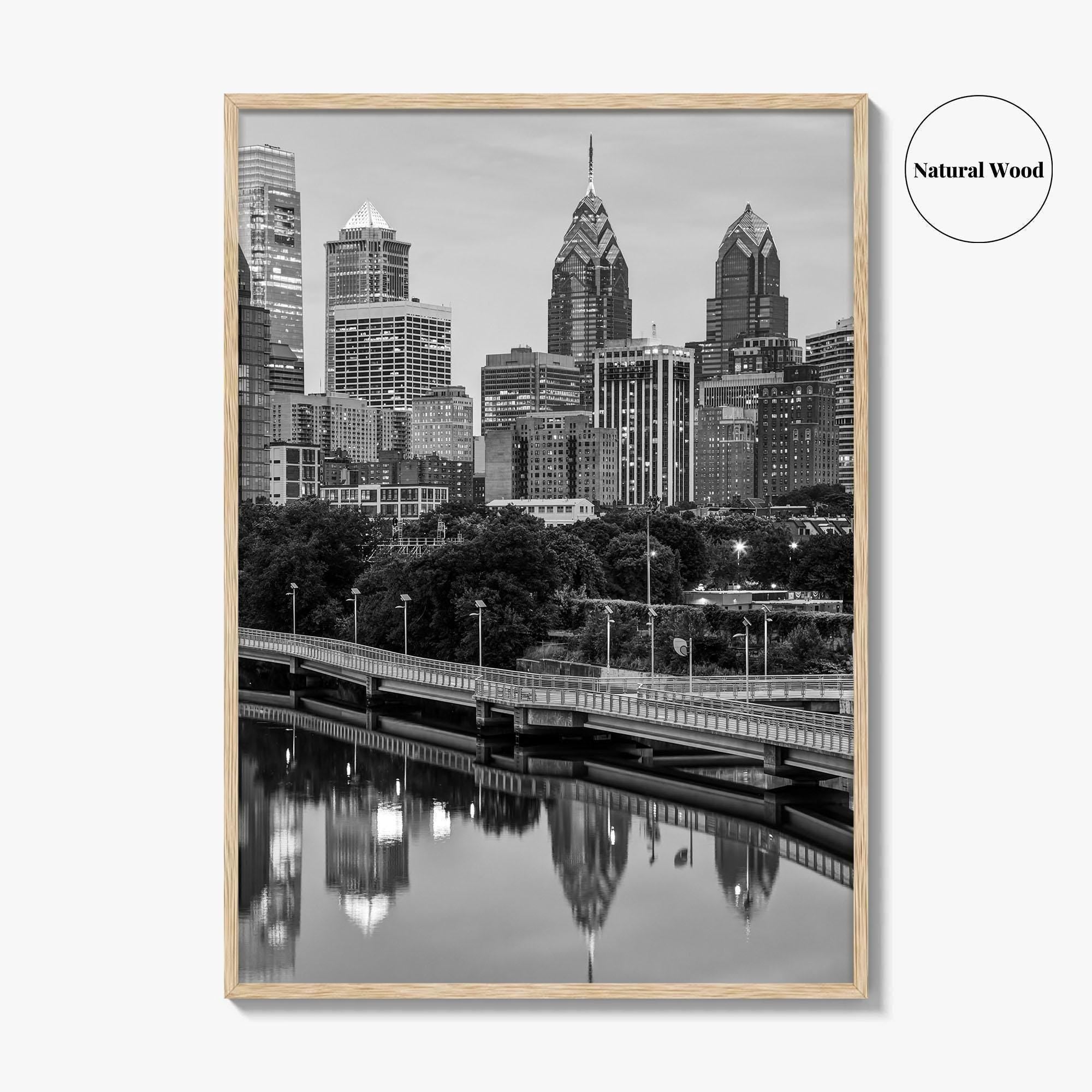 Philadelphia Skyline Black and White Fine Art Photo Print, Schuylkill River, Pennsylvania, Philly, Poster
