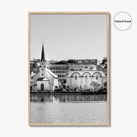 Reykjavik Black and White Fine Art Photo Print, Iceland City Center Lake Wall Poster