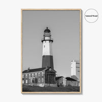 Montauk Point Lighthouse Black and White Fine Art Photo Print, Long Island NY Poster