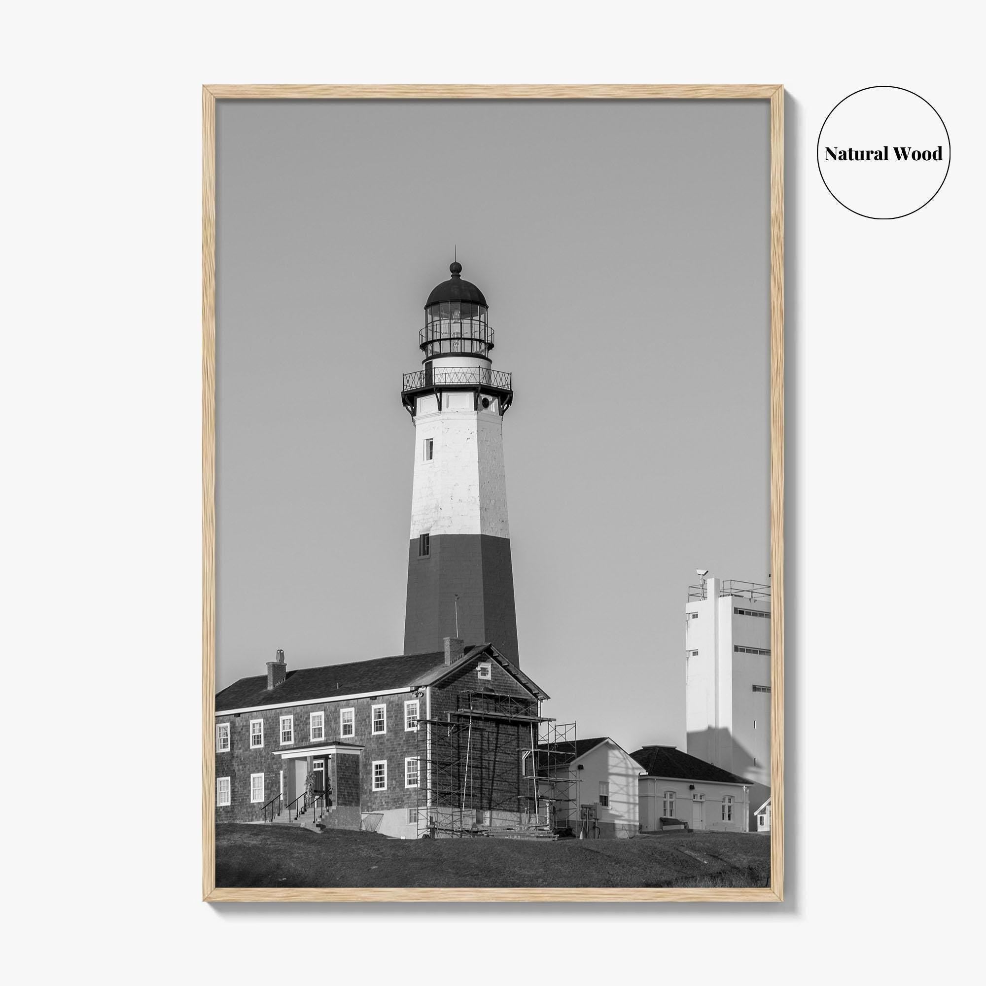 Montauk Point Lighthouse Black and White Fine Art Photo Print, Long Island NY Poster
