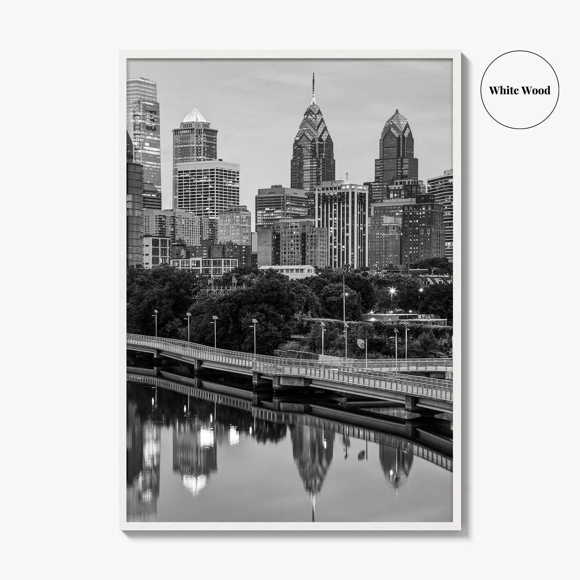 Philadelphia Skyline Black and White Fine Art Photo Print, Schuylkill River, Pennsylvania, Philly, Poster