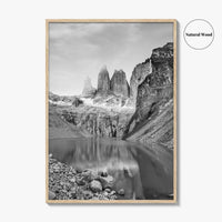 Torres Del Paine Black and White Fine Art Photo Print, Patagonia Poster