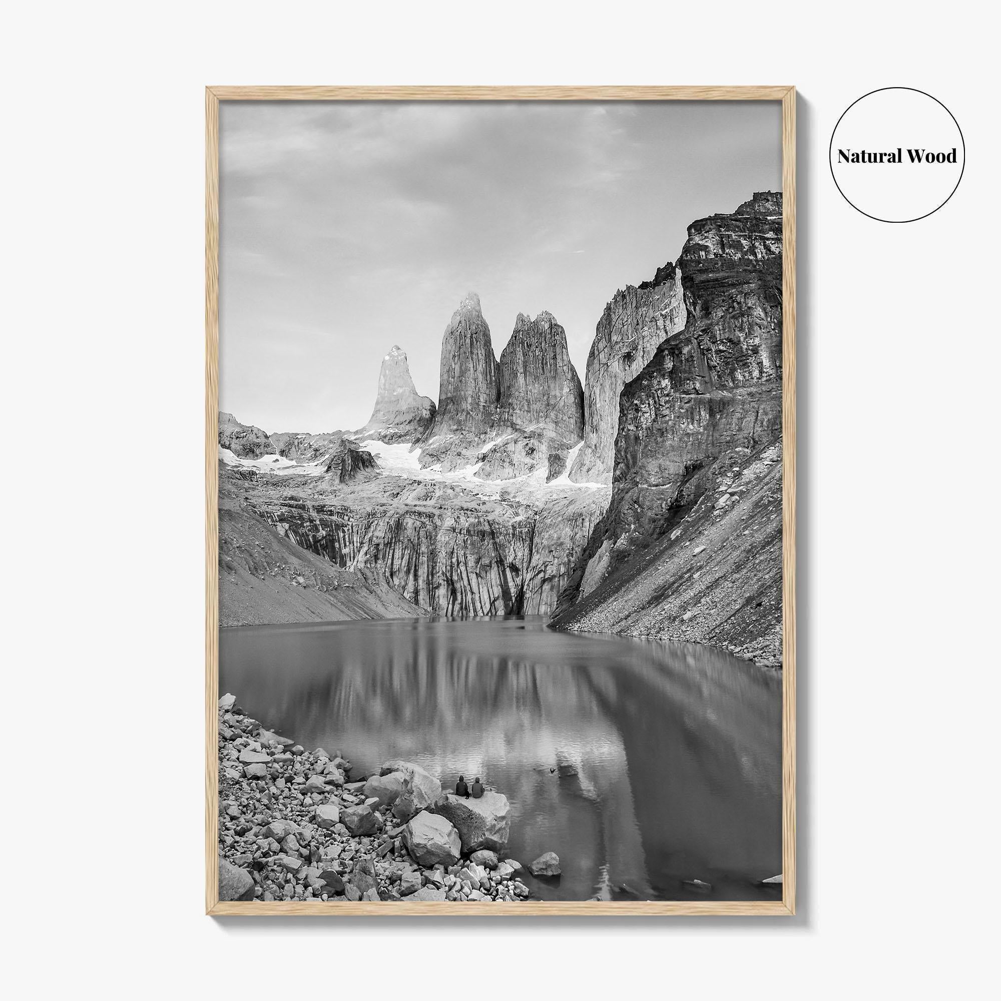 Torres Del Paine Black and White Fine Art Photo Print, Patagonia Poster