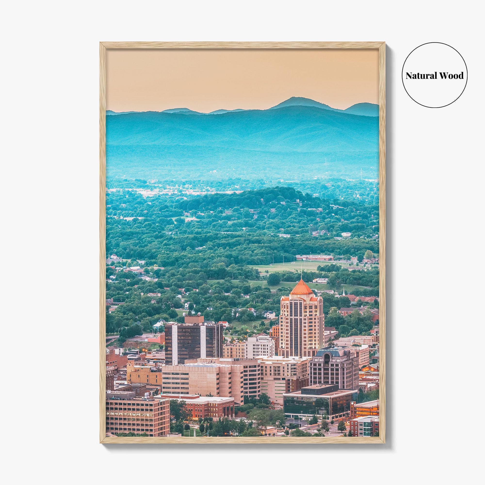 Roanoke Skyline Fine Art Photo Print, Virginia USA, Downtown, Wall Decor, Poster