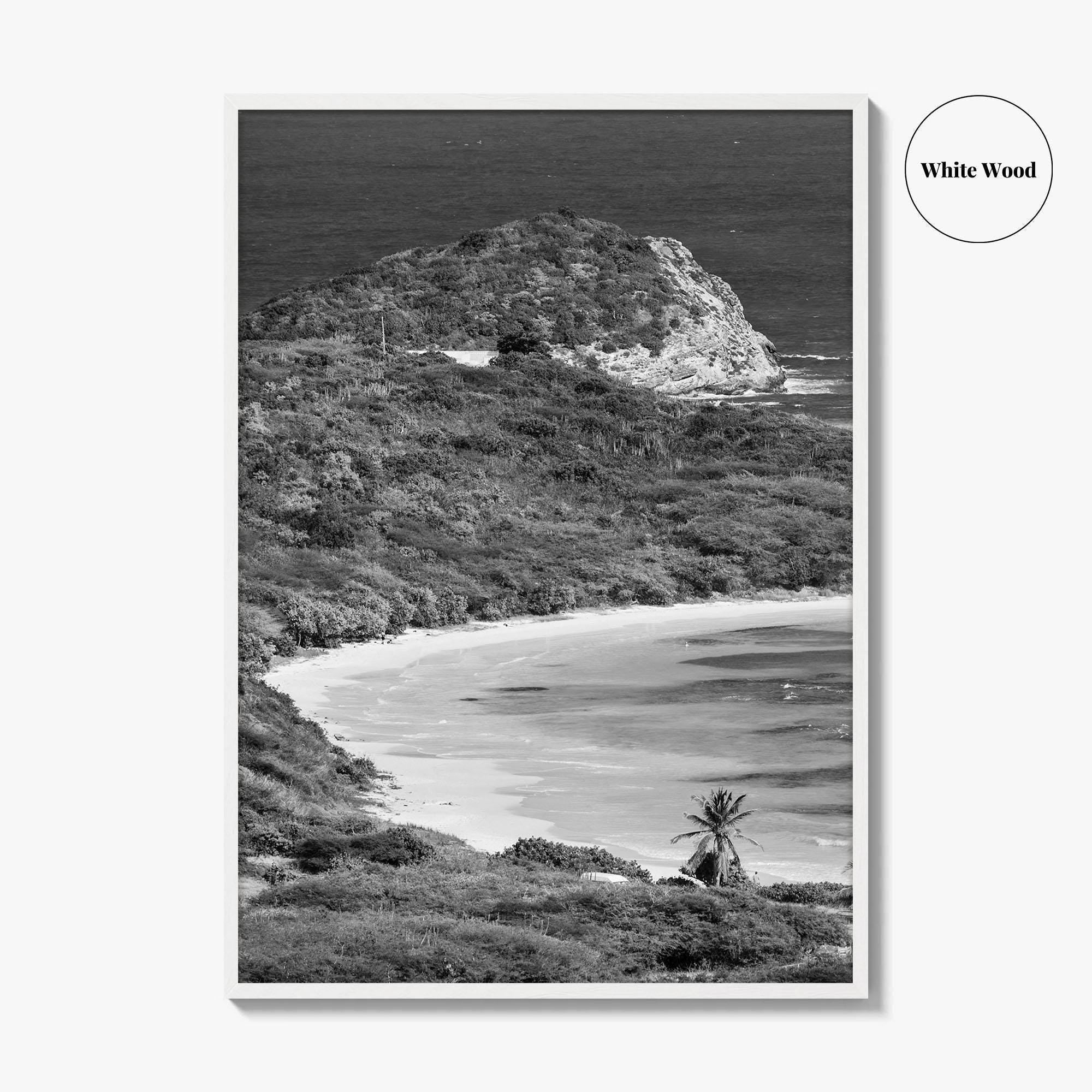 Half Moon Bay Black and White Fine Art Photo Print, Antigua Poster, Freetown Poster