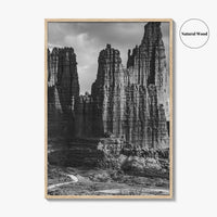 Moab Black and White Fine Art Photo Print, Fisher Towers Utah Colorado River Poster