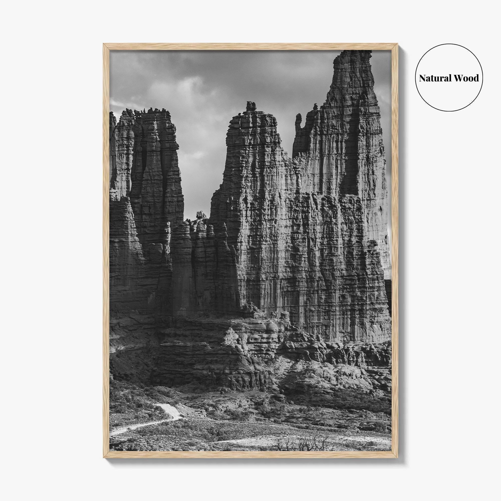 Moab Black and White Fine Art Photo Print, Fisher Towers Utah Colorado River Poster