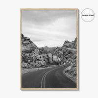 Valley of Fire Black and White Fine Art Photo Print, Nevada Las Vegas Poster
