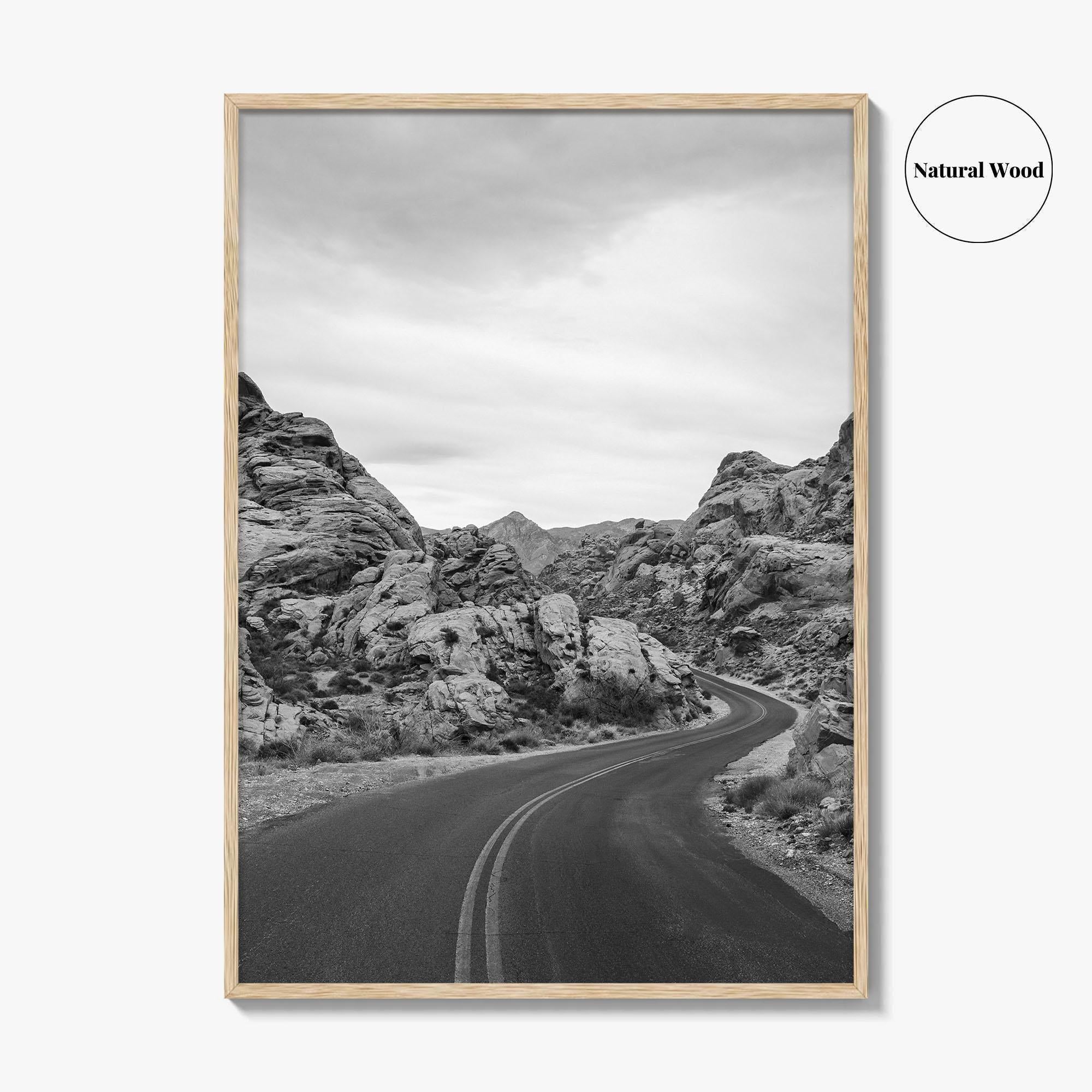 Valley of Fire Black and White Fine Art Photo Print, Nevada Las Vegas Poster