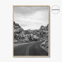 Valley of Fire Black and White Fine Art Photo Print, Nevada Las Vegas Poster