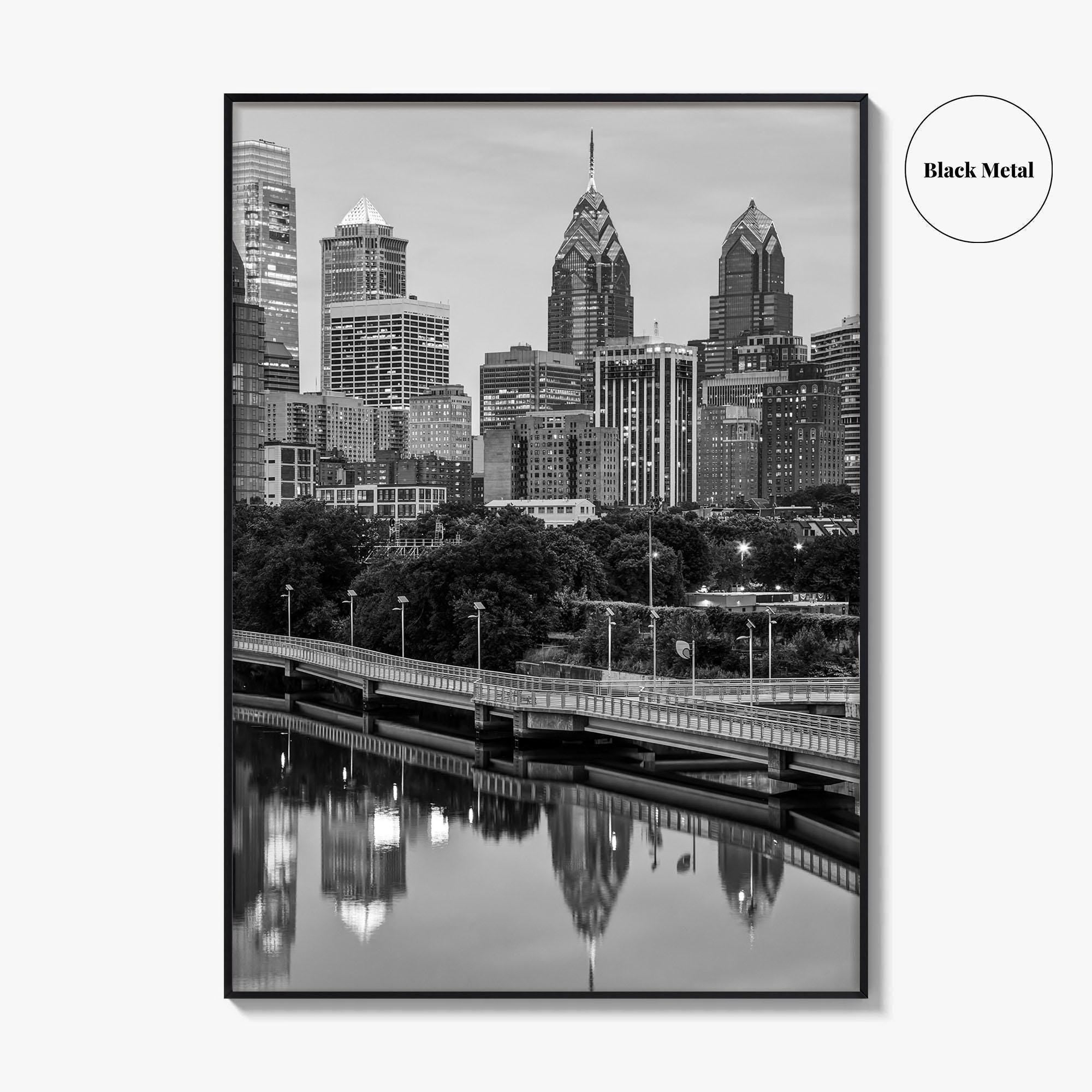 Philadelphia Skyline Black and White Fine Art Photo Print, Schuylkill River, Pennsylvania, Philly, Poster