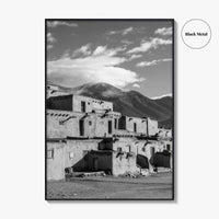 Taos Pueblo Black and White Fine Art Photo Print, New Mexico, Wall Decor Poster