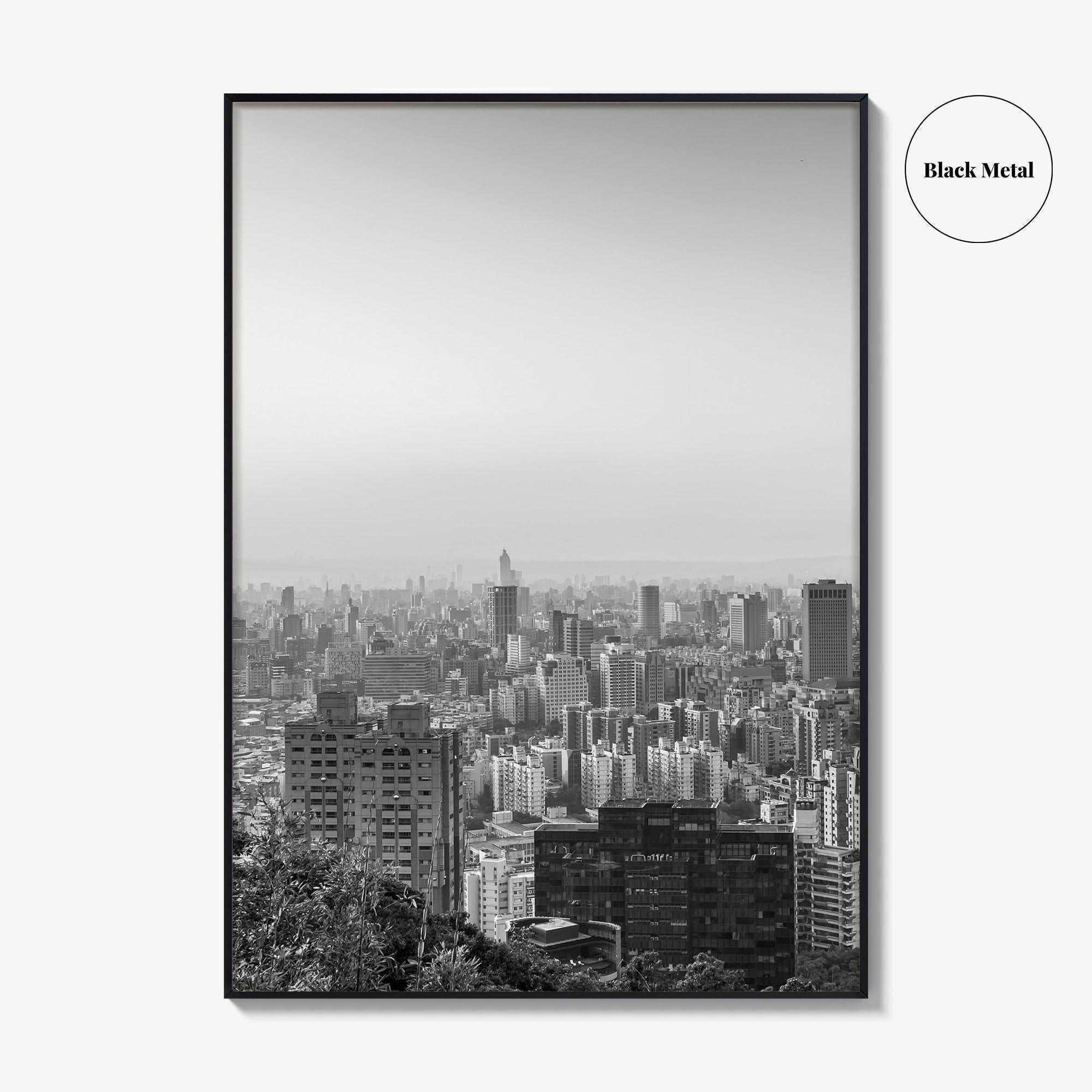 Taipei City Skyline Black and White Fine Art Photo Print, 101, Taiwan Wall Poster