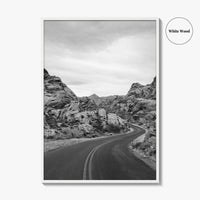 Valley of Fire Black and White Fine Art Photo Print, Nevada Las Vegas Poster