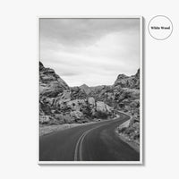 Valley of Fire Black and White Fine Art Photo Print, Nevada Las Vegas Poster