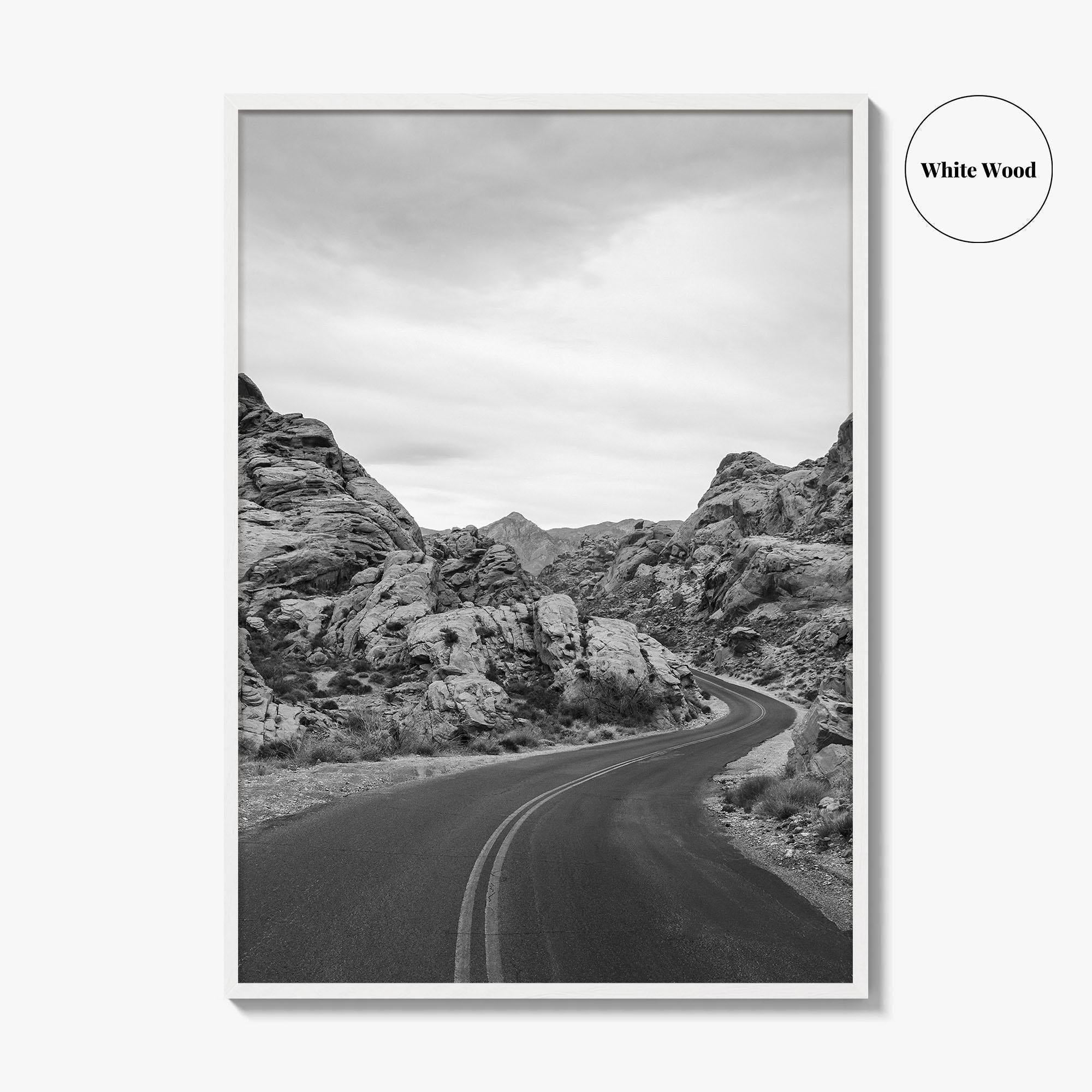 Valley of Fire Black and White Fine Art Photo Print, Nevada Las Vegas Poster