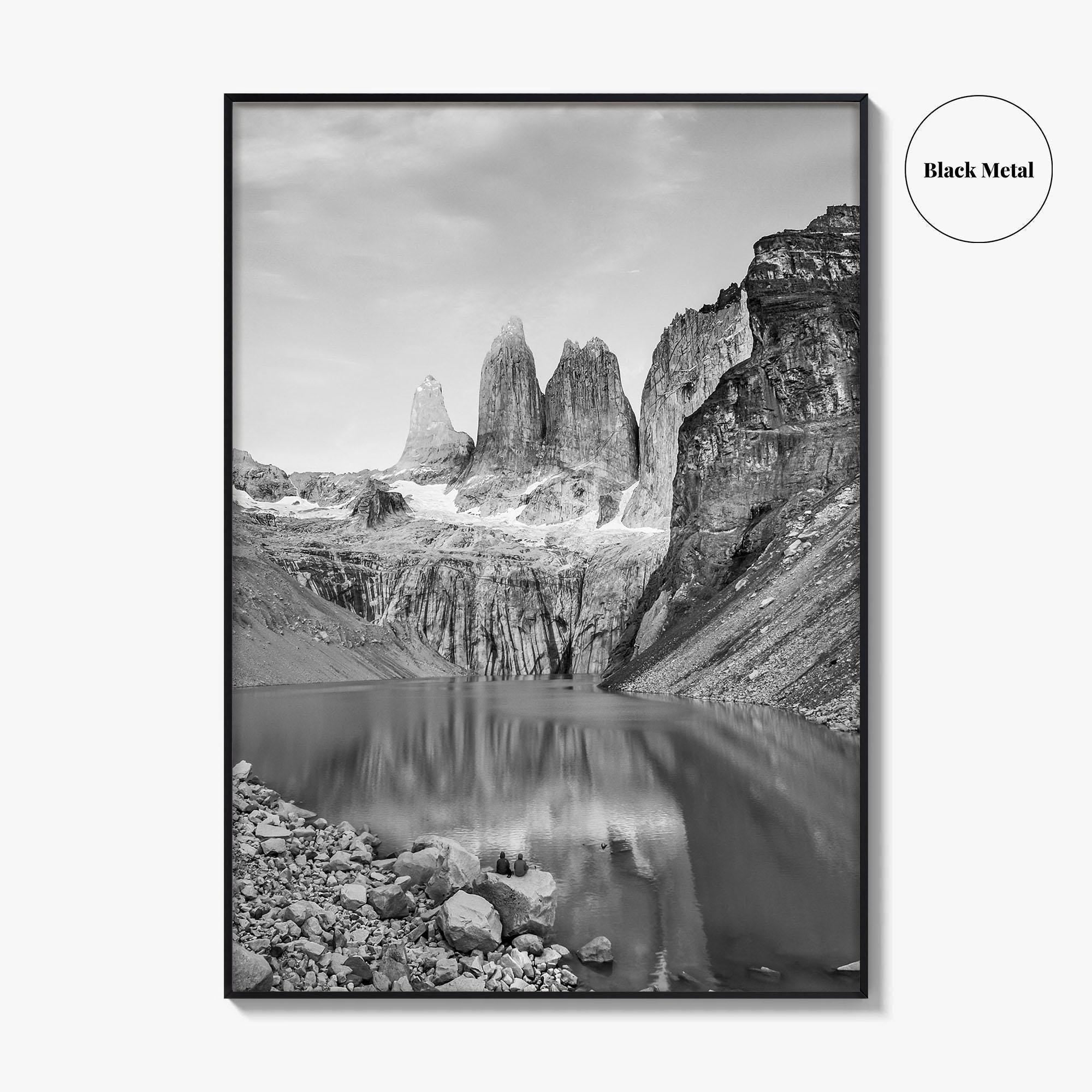 Torres Del Paine Black and White Fine Art Photo Print, Patagonia Poster