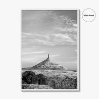 Chimney Rock Black and White Fine Art Photo Print, Nebraska Historic Site USA Poster