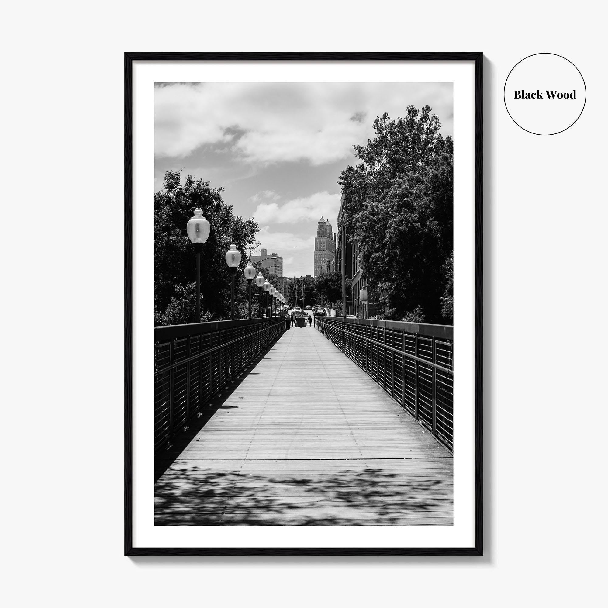 Kansas City Black and White Fine Art Photo Print, Love Bridge Missouri Poster
