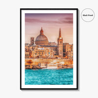 Valletta Malta Skyline Fine Art Photo Print, Marsamxett Harbour, Wall Decor Poster