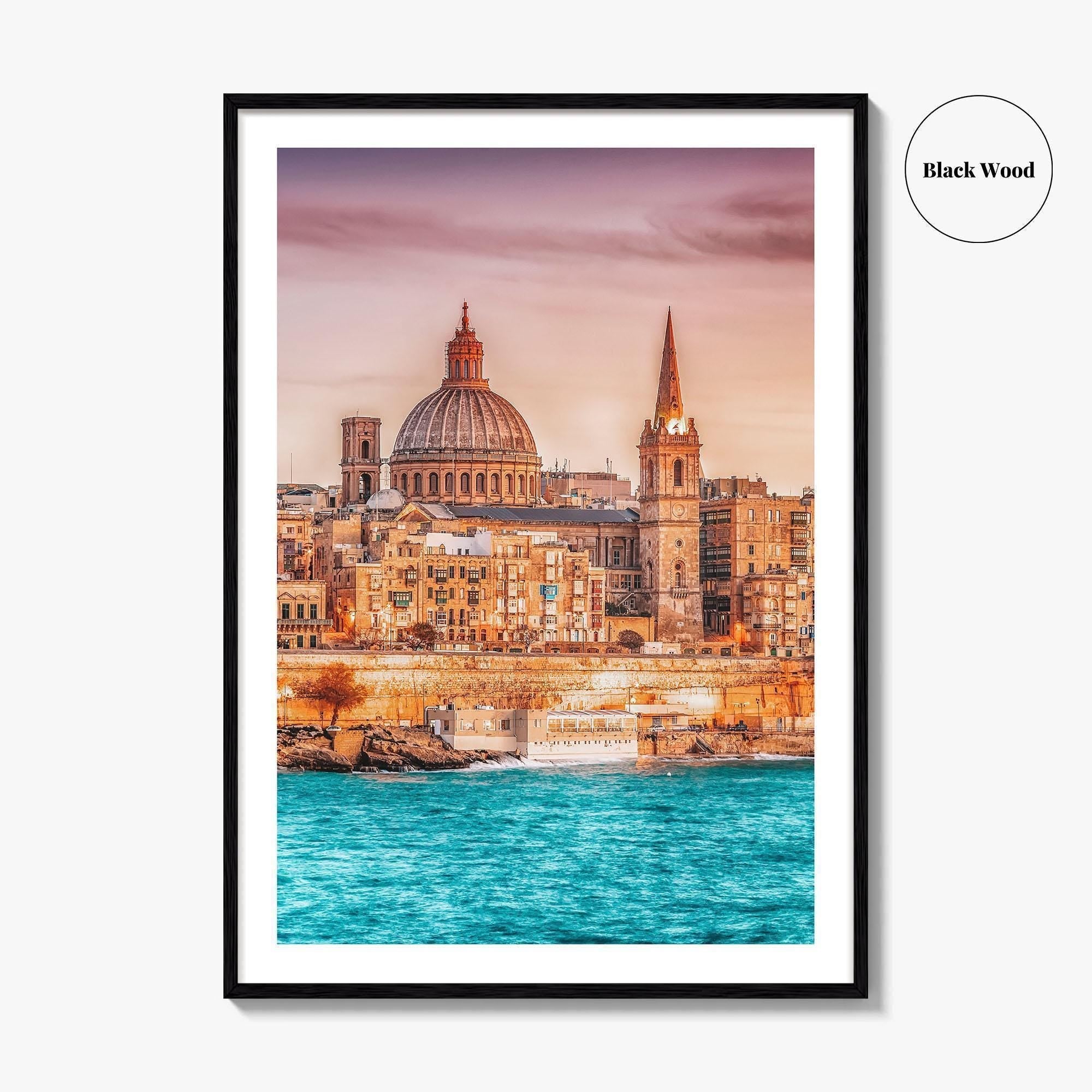 Valletta Malta Skyline Fine Art Photo Print, Marsamxett Harbour, Wall Decor Poster
