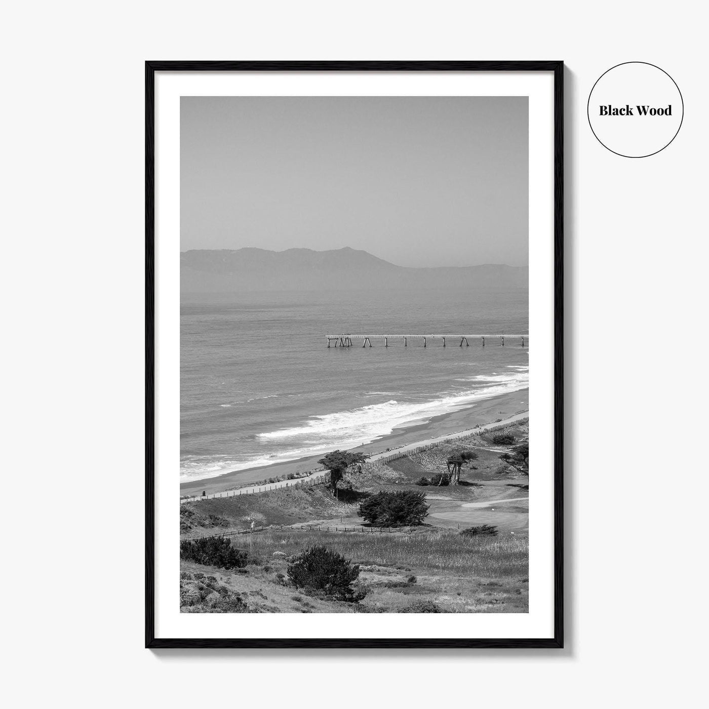 Pacifica Black and White Fine Art Photo Print, Mori Point California Poster USA