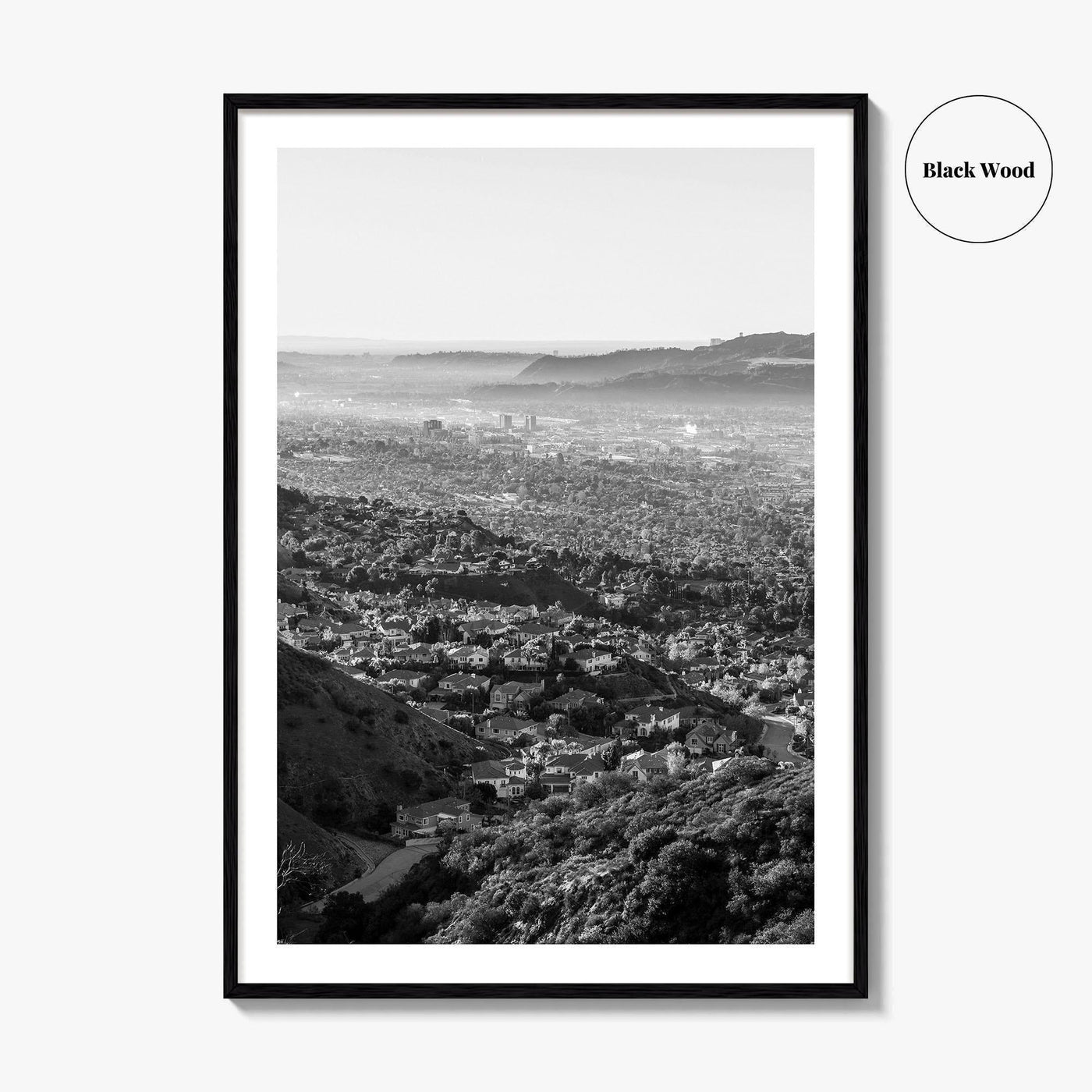 Burbank Skyline Black and White Fine Art Photo Print, Los Angeles, California Poster