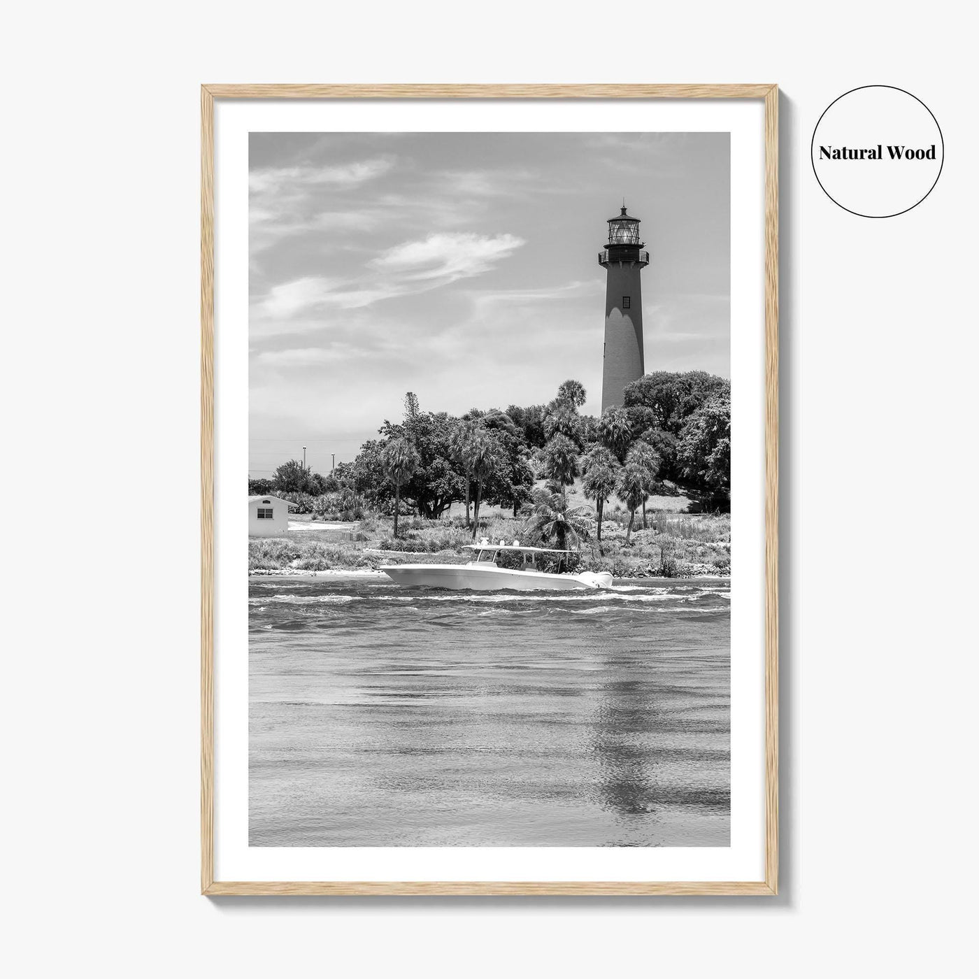 Jupiter Black and White Fine Art Photo Print, Palm Beach Lighthouse Florida USA Poster