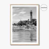 Jupiter Black and White Fine Art Photo Print, Palm Beach Lighthouse Florida USA Poster
