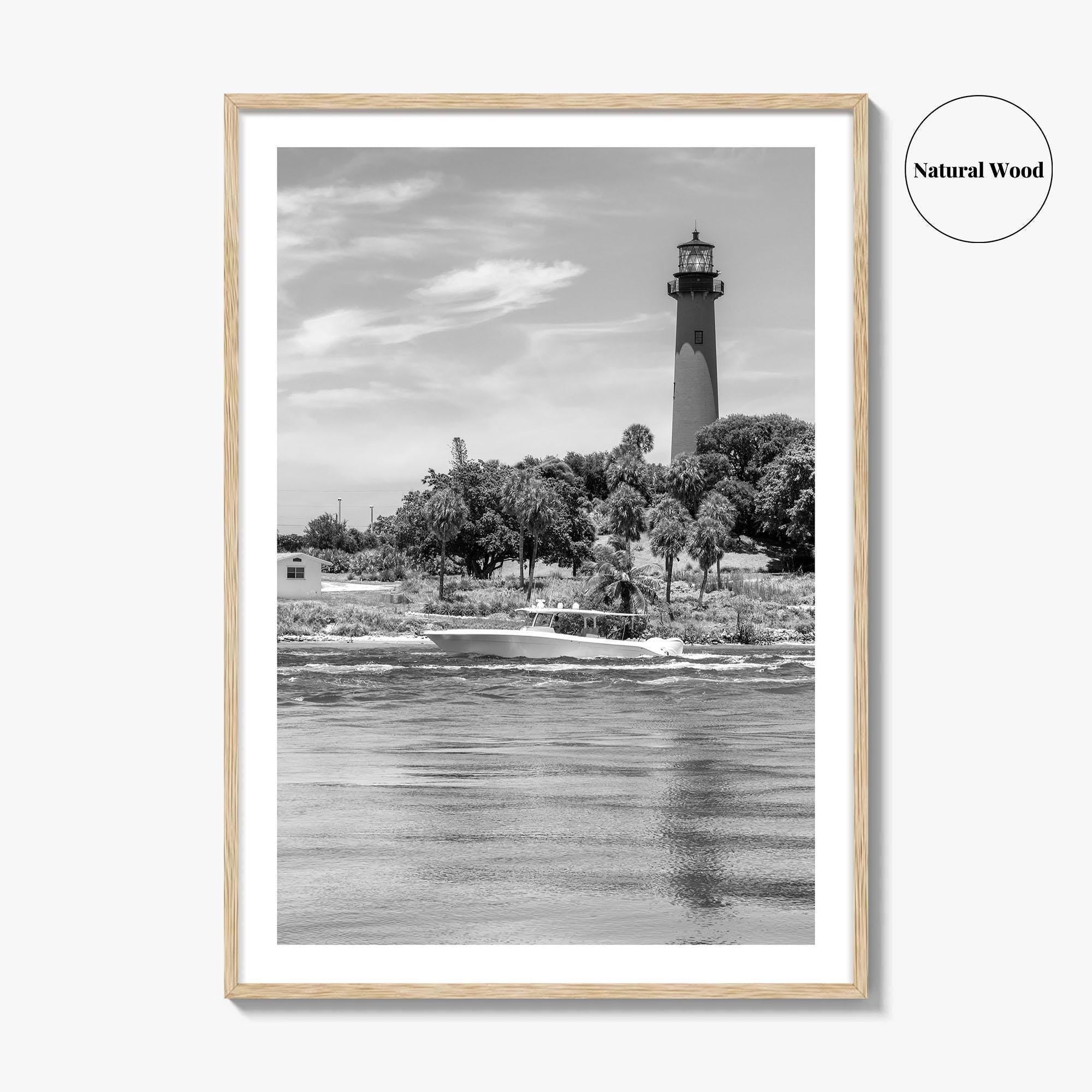 Jupiter Black and White Fine Art Photo Print, Palm Beach Lighthouse Florida USA Poster