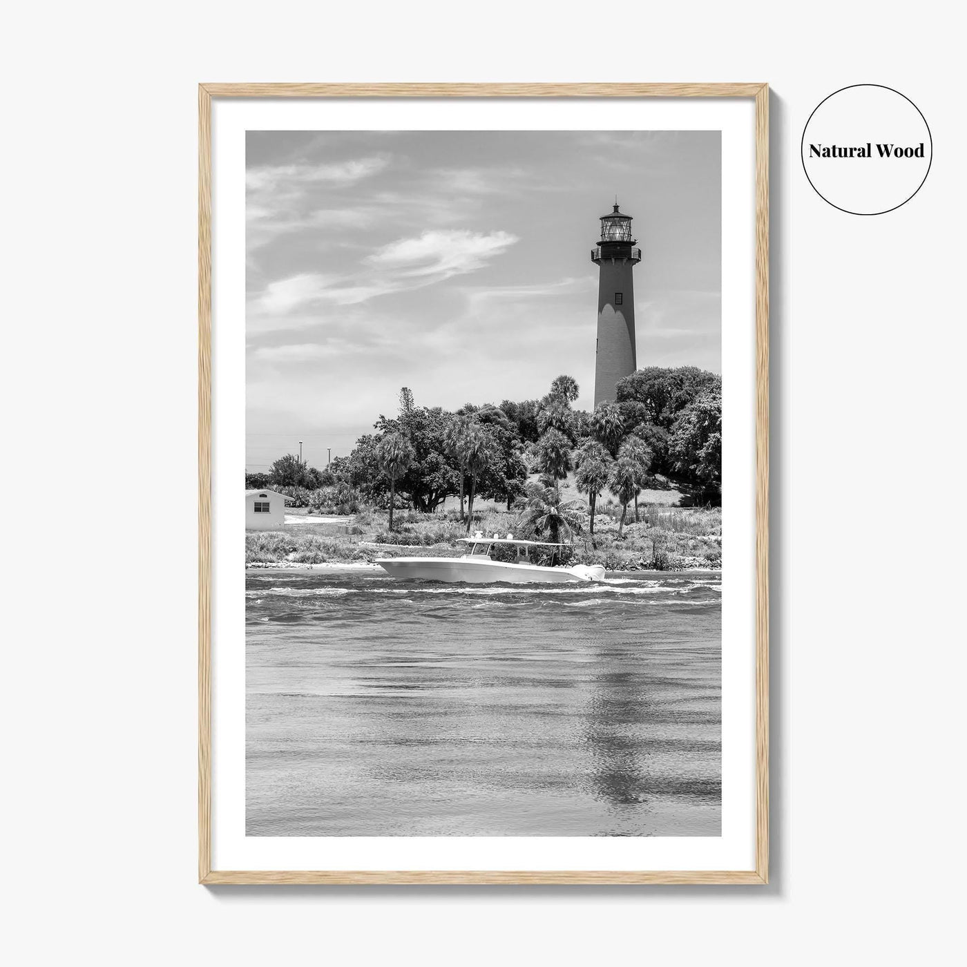 Jupiter Black and White Fine Art Photo Print, Palm Beach Lighthouse Florida USA Poster