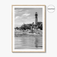 Jupiter Black and White Fine Art Photo Print, Palm Beach Lighthouse Florida USA Poster
