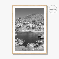 Hydra Black and White Fine Art Photo Print, Harbor, Island Greece Wall Decor Poster