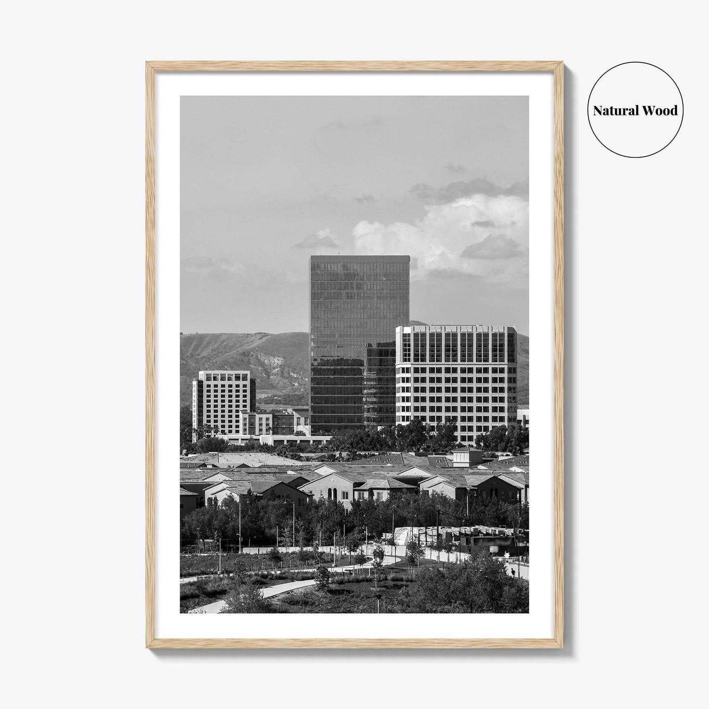 Irvine Skyline Black and White Fine Art Photo Print, Orange County, California Poster
