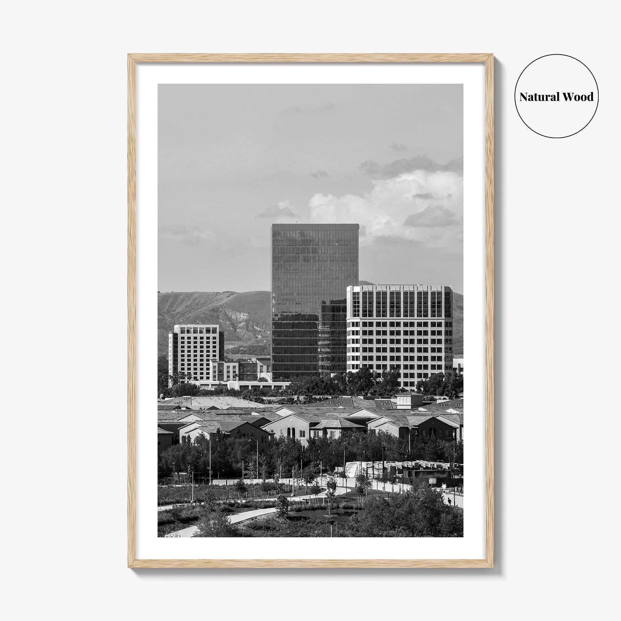 Irvine Skyline Black and White Fine Art Photo Print, Orange County, California Poster