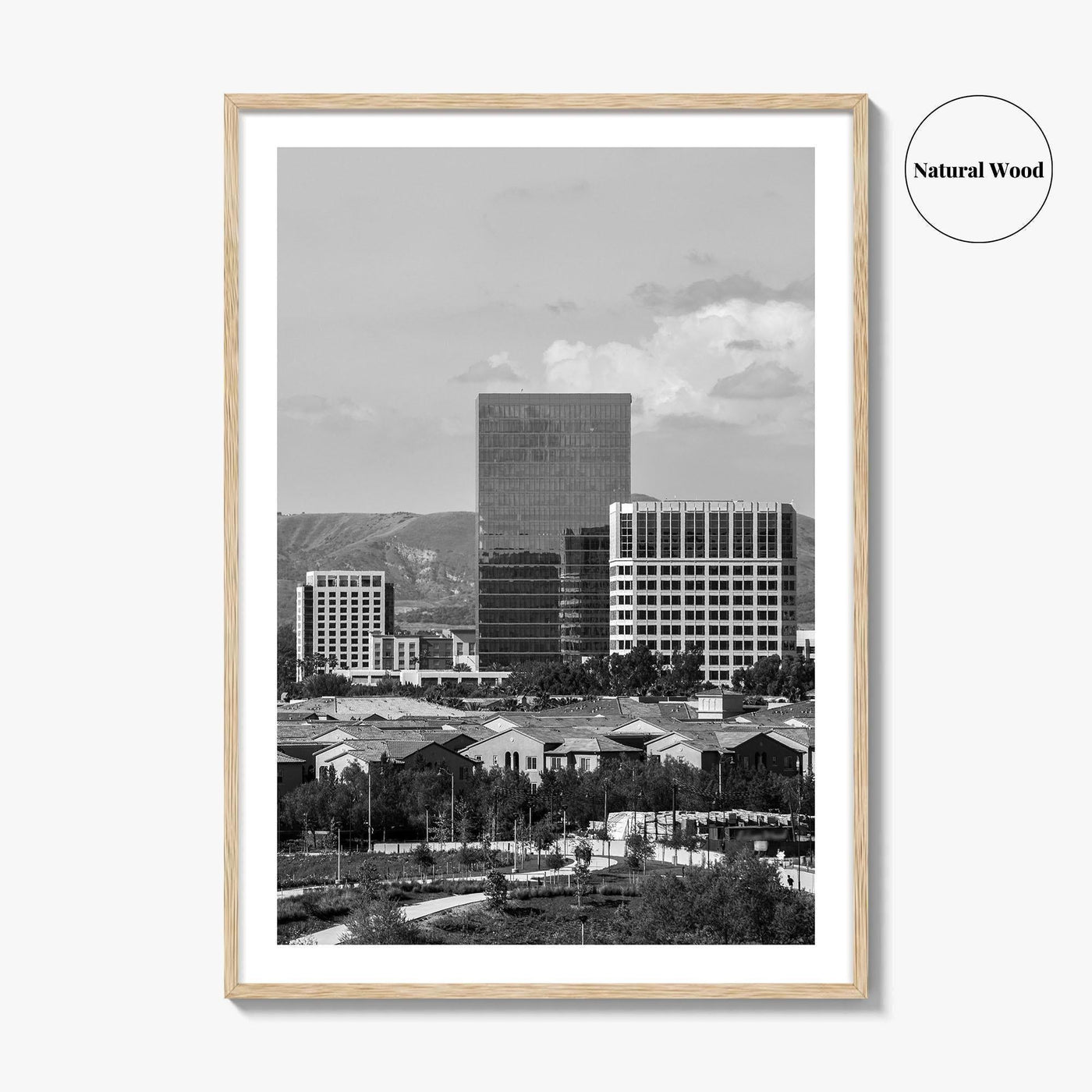 Irvine Skyline Black and White Fine Art Photo Print, Orange County, California Poster