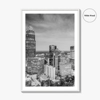 Charlotte Skyline Black and White Fine Art Photo Print, Uptown North Carolina Poster