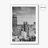 Charlotte Skyline Black and White Fine Art Photo Print, Uptown North Carolina Poster