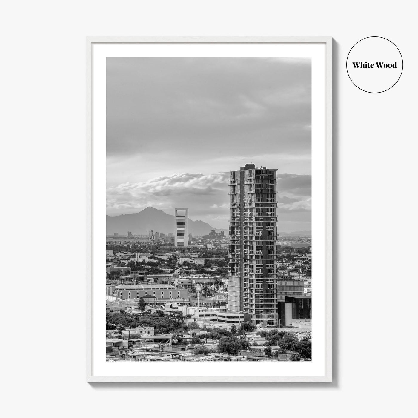 Monterrey Black and White Fine Art Photo Print, Mexico City View, Nuevo Leon Poster